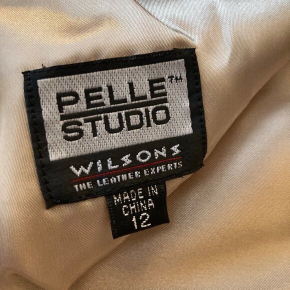 Womens Vintage Y2K Pelle Studio Wilsons Lined Leather Skirt Tan 12 - Picture 5 of 6